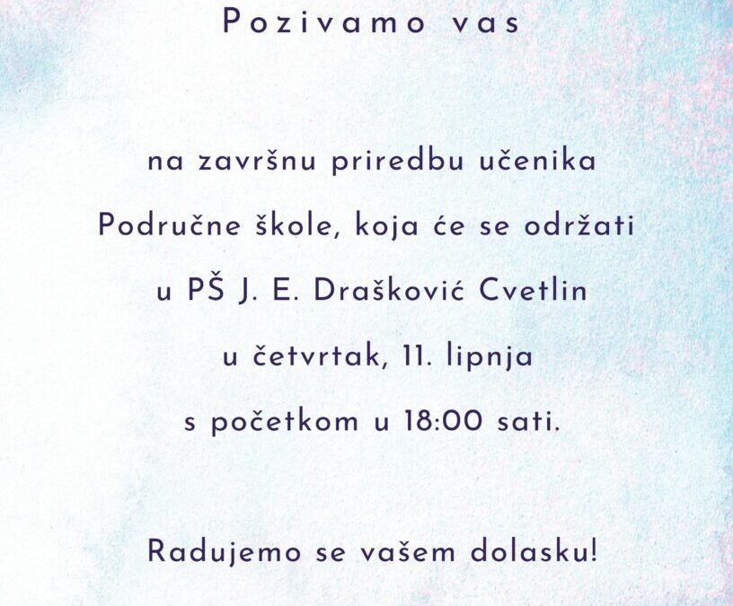 Pozivnica na priredbu u Područnoj školi